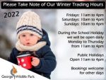 George Wildlife Park Winter 2022 Trading Hours