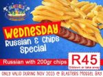 Wednesday Russian & Chips Special Mossel Bay