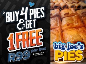 Buy 4 Pies at Big Joe’s Knysna and Get 1 Free